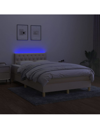 Letto a Molle con Materasso e LED Crema 120x200cm in Tessuto