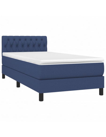 Letto a Molle con Materasso e LED Blu 100x200cm in Tessuto