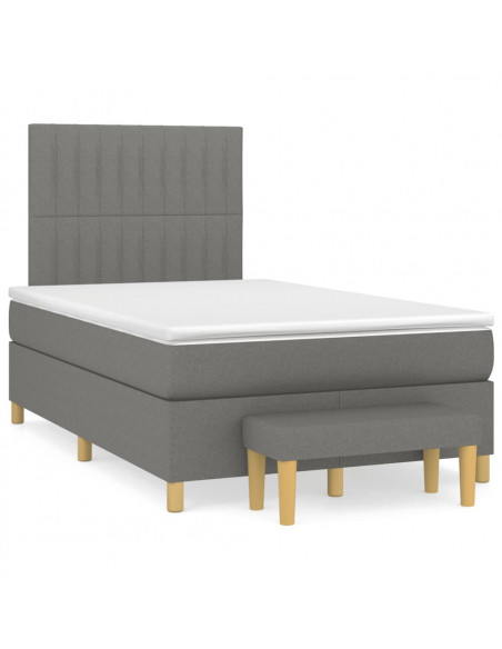 Giroletto a Molle con Materasso Grigio Scuro 120x190cm Tessuto