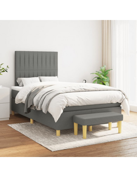Giroletto a Molle con Materasso Grigio Scuro 120x190cm Tessuto