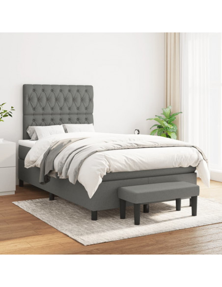 Giroletto a Molle con Materasso Grigio Scuro 120x190cm Tessuto