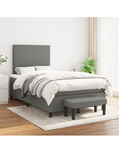 Giroletto a Molle con Materasso Grigio Scuro 120x190cm Tessuto