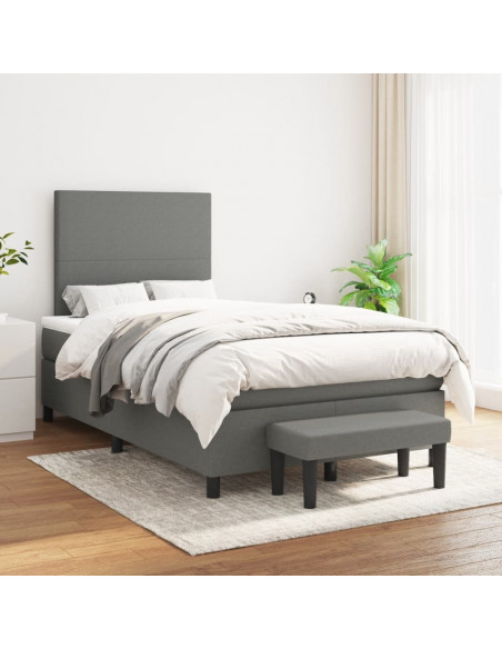 Giroletto a Molle con Materasso Grigio Scuro 120x190cm Tessuto