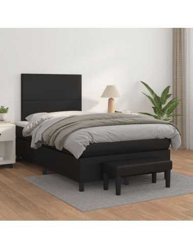 Giroletto a Molle con Materasso Nero 120x190 cm in Similpelle