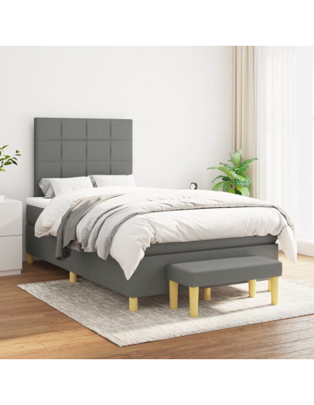 Giroletto a Molle con Materasso Grigio Scuro 120x190cm Tessuto