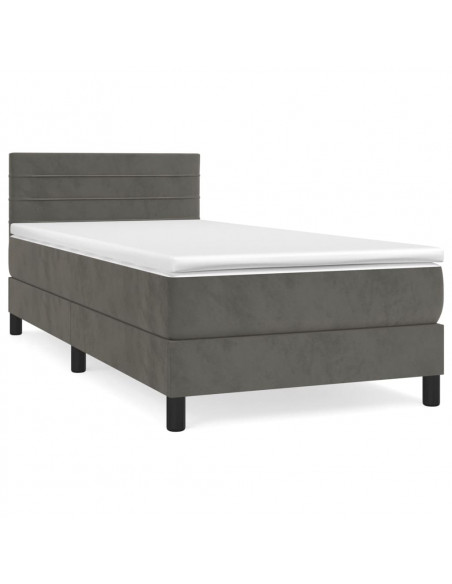 Giroletto a Molle con Materasso Grigio Scuro 100x200 cm Velluto