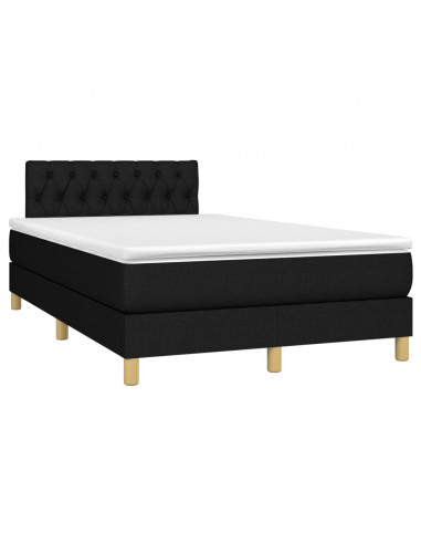 Letto a Molle con Materasso e LED Nero 120x190 cm in Tessuto