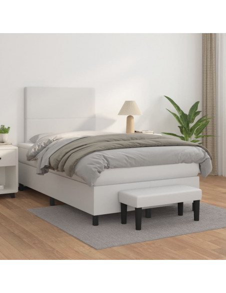 Giroletto a Molle con Materasso Bianco 120x190 cm in Similpelle