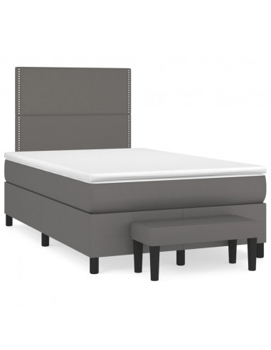 Giroletto a Molle con Materasso Grigio 120x190 cm in Similpelle