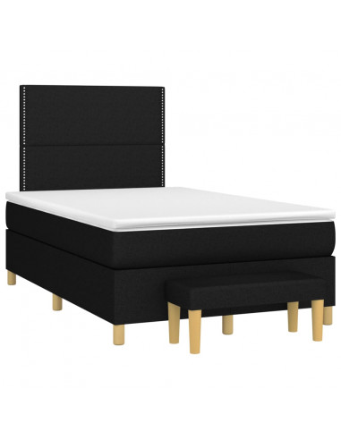 Giroletto a Molle con Materasso Nero 120x190 cm in Tessuto