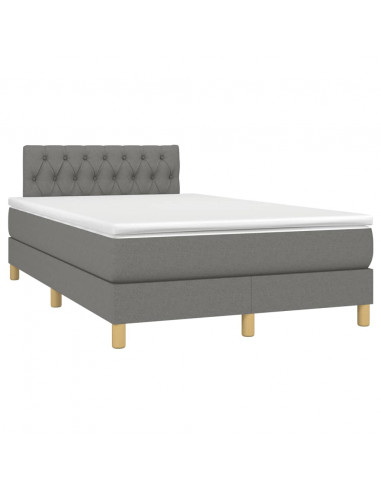 Letto a Molle Materasso e LED Grigio Scuro 120x190cm in Tessuto