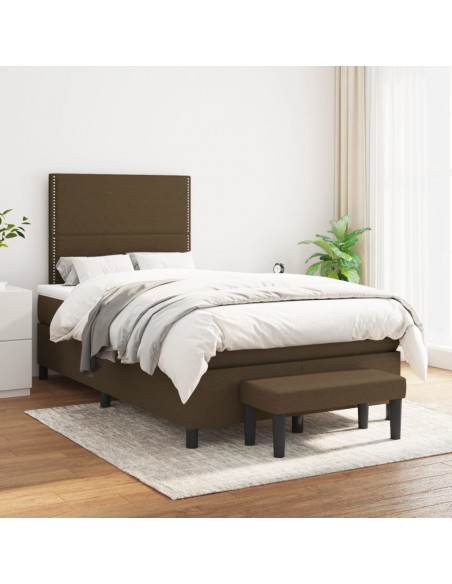 Giroletto a Molle con Materasso Marrone Scuro 120x190cm Tessuto