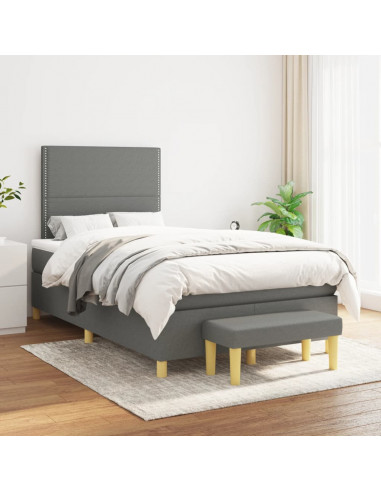 Giroletto a Molle con Materasso Grigio Scuro 120x190cm Tessuto