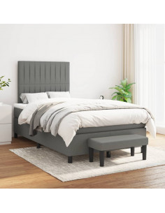 Giroletto a Molle con Materasso Grigio Scuro 120x190cm Tessuto 2