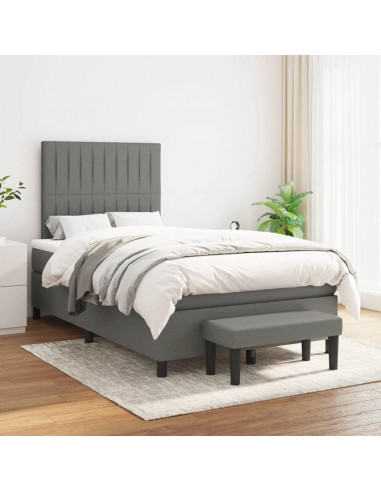 Giroletto a Molle con Materasso Grigio Scuro 120x190cm Tessuto