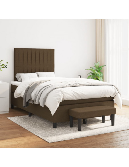 Giroletto a Molle con Materasso Marrone Scuro 120x190cm Tessuto