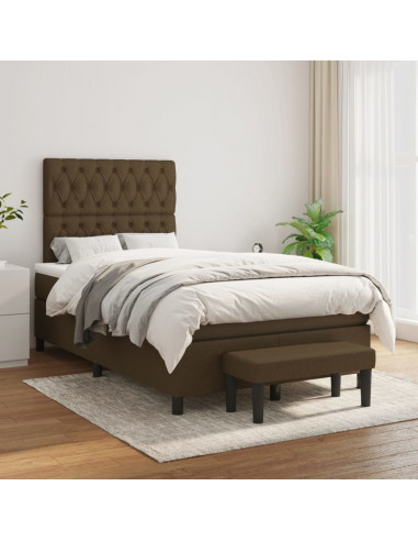 Giroletto a Molle con Materasso Marrone Scuro 120x190cm Tessuto