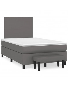 Giroletto a Molle con Materasso Grigio 120x190 cm in Similpelle 2