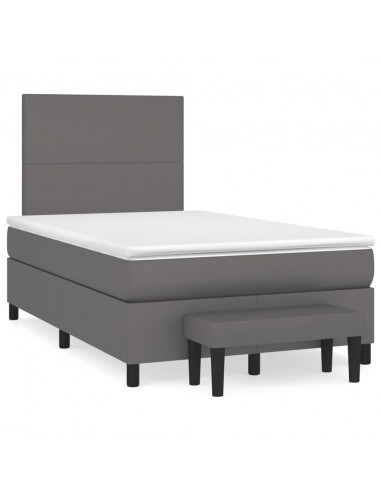 Giroletto a Molle con Materasso Grigio 120x190 cm in Similpelle