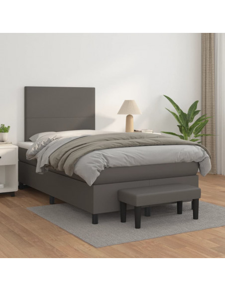 Giroletto a Molle con Materasso Grigio 120x190 cm in Similpelle