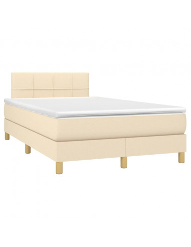 Letto a Molle con Materasso e LED Crema 120x190 cm in Tessuto