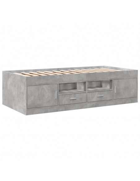 Divano Letto con Cassetti Grigio Cemento 100x200 cm Multistrato