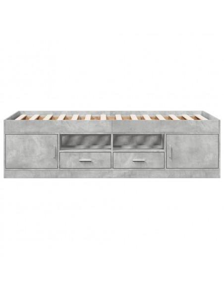 Divano Letto con Cassetti Grigio Cemento 100x200 cm Multistrato