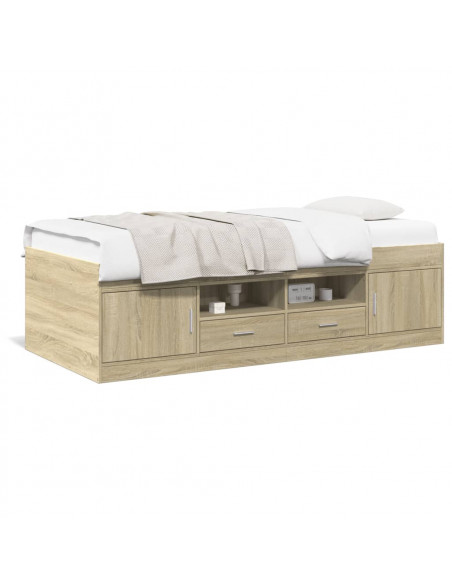 Divano Letto con Cassetti Rovere Sonoma 100x200 cm Multistrato