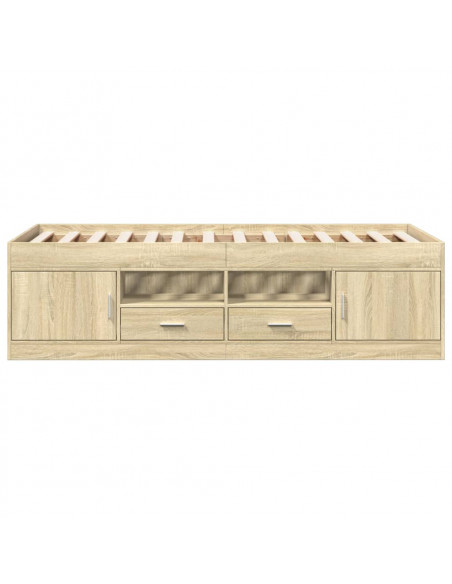 Divano Letto con Cassetti Rovere Sonoma 100x200 cm Multistrato