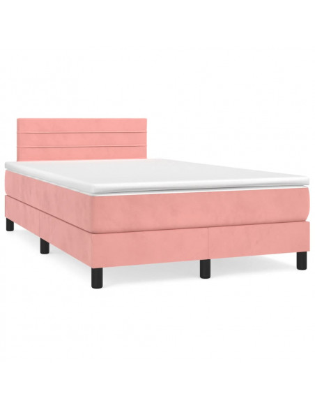Giroletto a Molle con Materasso Rosa 120x200 cm in Velluto