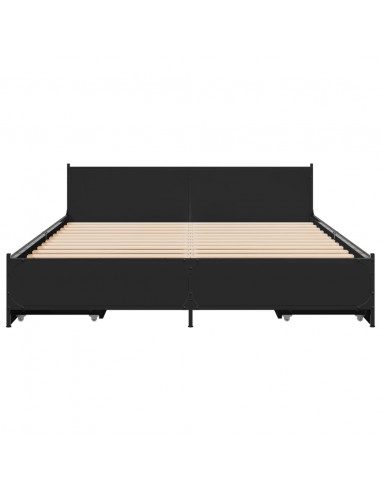 Giroletto con Cassetti Nero 120x200 cm in Legno Multistrato