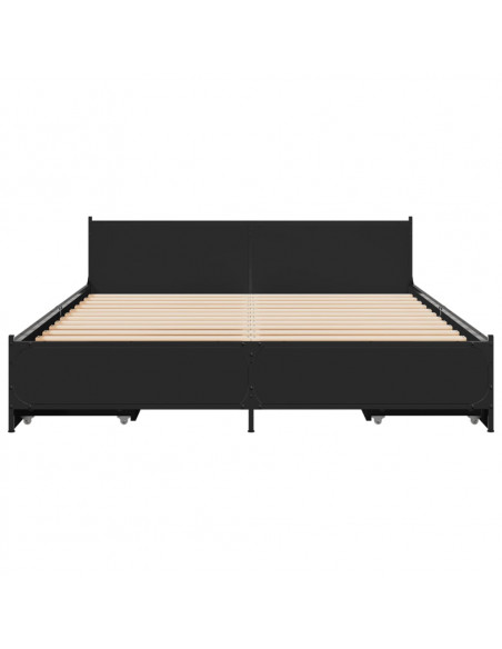 Giroletto con Cassetti Nero 120x200 cm in Legno Multistrato