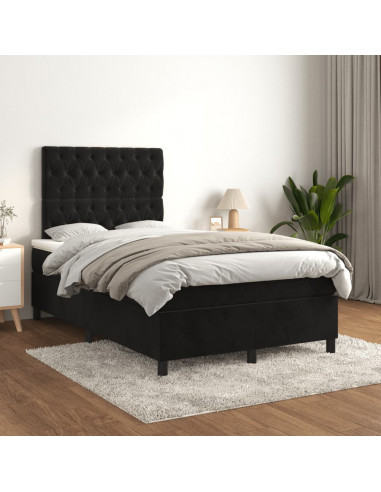 Giroletto a Molle con Materasso Nero 120x190 cm in Velluto