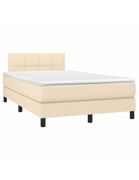 Letto a Molle con Materasso e LED Crema 120x190 cm in Tessuto