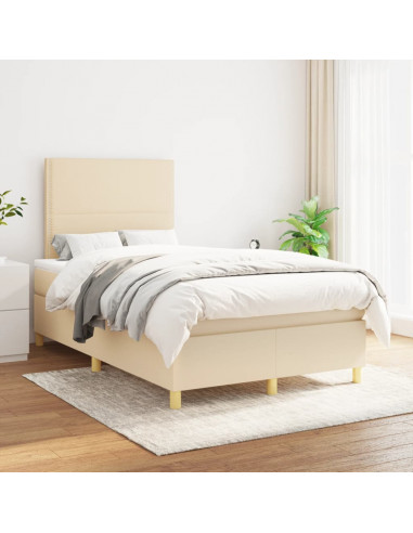 Giroletto a Molle con Materasso Crema 120x190 cm in Tessuto