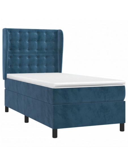 Giroletto a Molle con Materasso Blu Scuro 90x200 cm in Velluto