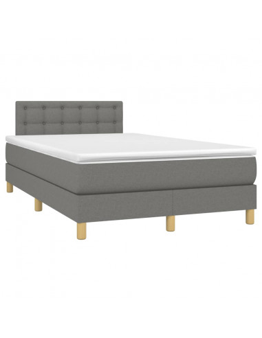 Letto a Molle Materasso e LED Grigio Scuro 120x190cm in Tessuto