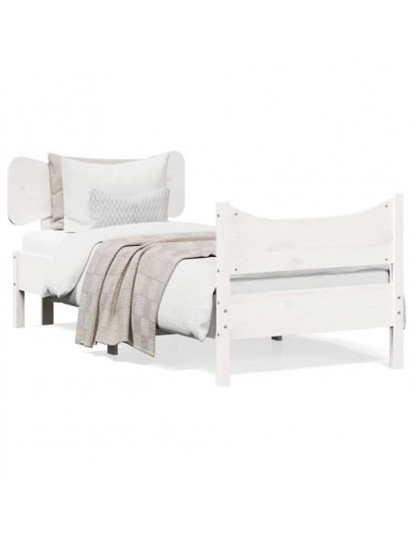 Giroletto con Testiera Bianco 75x190 cm Legno Massello di Pino