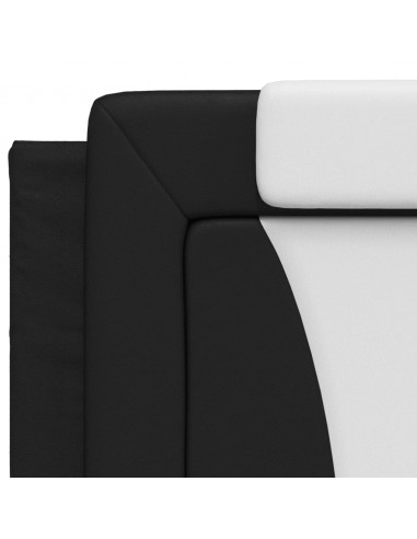 Letto con Materasso Nero e Bianco 200x200cm in Similpelle