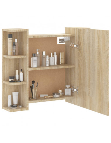 Mobile a Specchio con LED Rovere Sonoma 70x16,5x60 cm