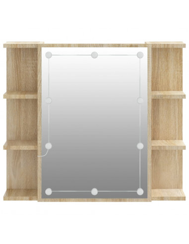 Mobile a Specchio con LED Rovere Sonoma 70x16,5x60 cm