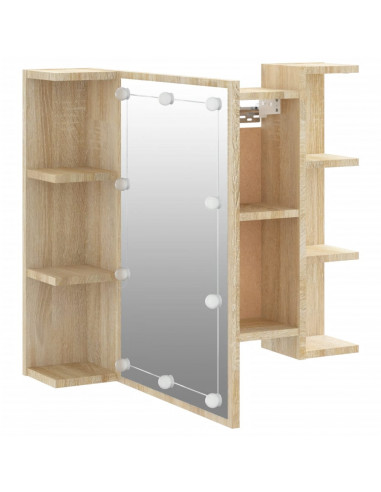 Mobile a Specchio con LED Rovere Sonoma 70x16,5x60 cm