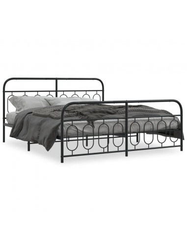 Giroletto con Testiera e Pediera Metallo Nero 183x213 cm