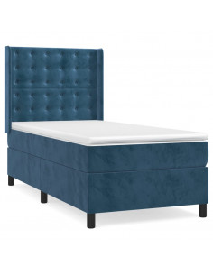 Giroletto a Molle con Materasso Blu Scuro 90x200 cm in Velluto