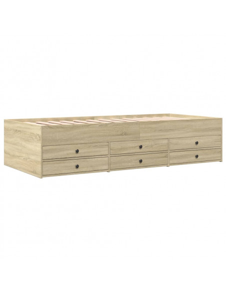 Divano Letto con Cassetti Rovere Sonoma 75x190 cm Multistrato