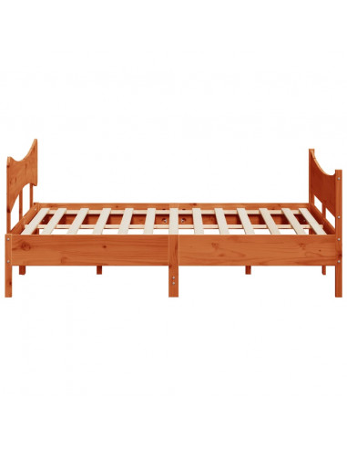 Giroletto con Testiera Marrone Cera 200x200 cm Massello Pino