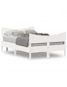 Giroletto con Testiera Bianco 120x190 cm Legno Massello di Pino 2