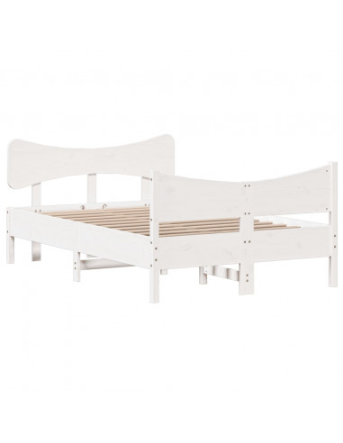 Giroletto con Testiera Bianco 120x190 cm Legno Massello di Pino