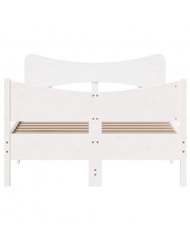 Giroletto con Testiera Bianco 120x190 cm Legno Massello di Pino