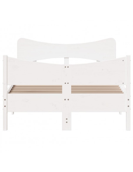 Giroletto con Testiera Bianco 120x190 cm Legno Massello di Pino